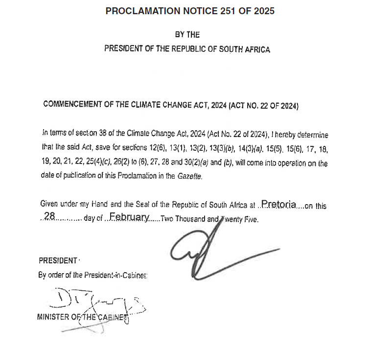 Proc251 Commencement of Climate Change Act 2024